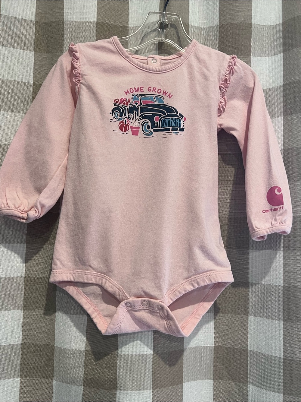 Carhartt Pink Long-Sleeve Baby One-Piece Pumpkin Truck Autumn Girls